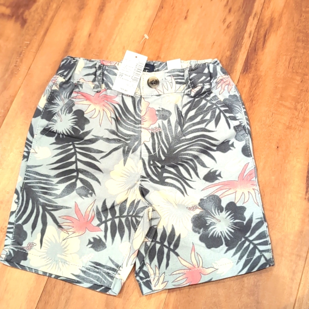 Children's place NWR tropical leaves Vacation grey 3T shorts